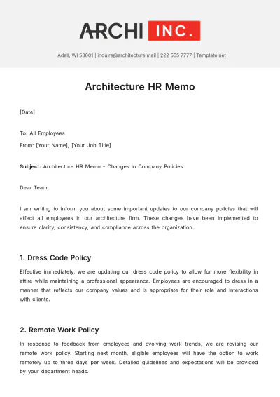 Free Architecture HR Memo Template to Edit Online