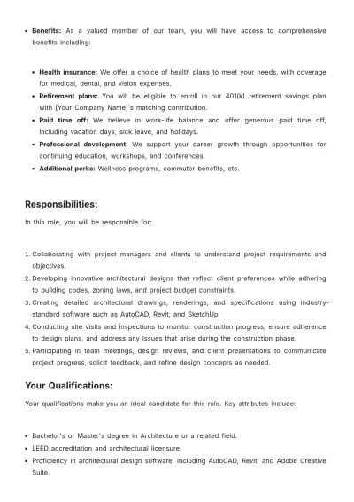 Free Architecture Offer Letter Template to Edit Online