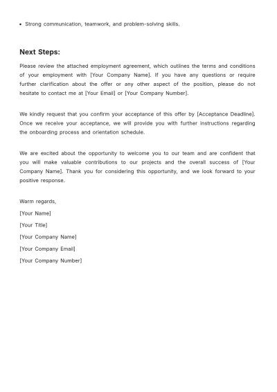 Free Architecture Offer Letter Template to Edit Online