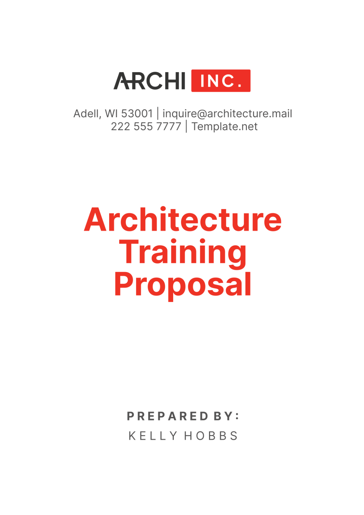 Free Architecture Training Proposal Template