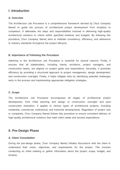 Free Architecture Job Procedure Template to Edit Online