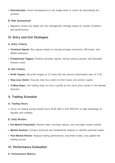 Free Trading Plan Template to Edit Online