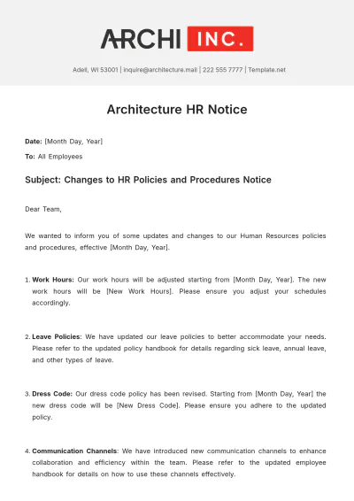 Free Architecture HR Notice Template to Edit Online