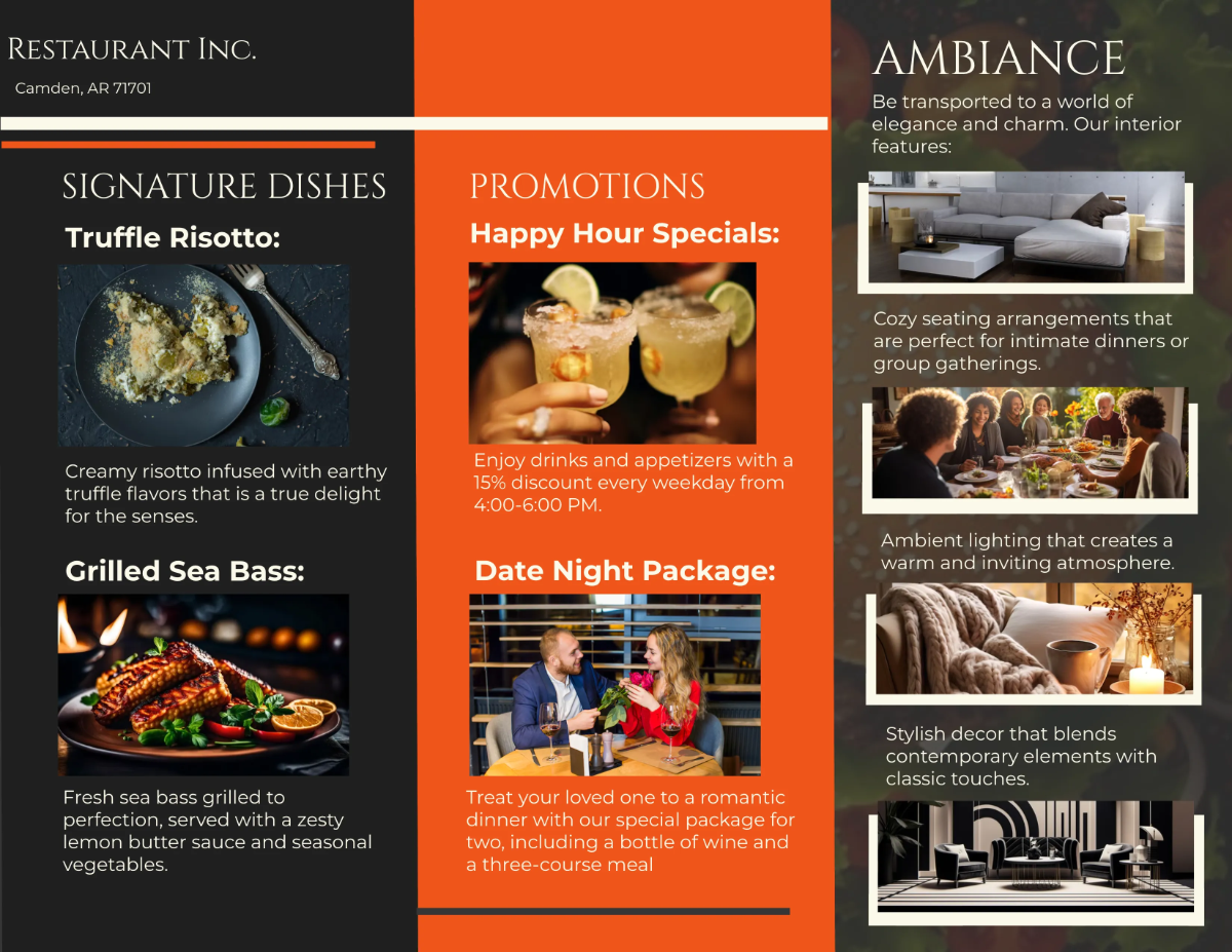 Free Restaurant Marketing Brochure Template to Edit Online