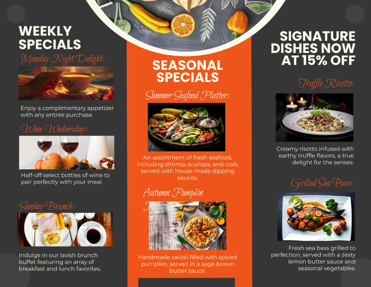 Free Restaurant Specials Brochure Template to Edit Online