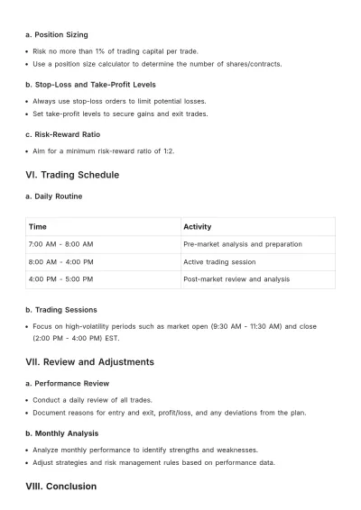 Free Sample Day Trading Plan Template to Edit Online