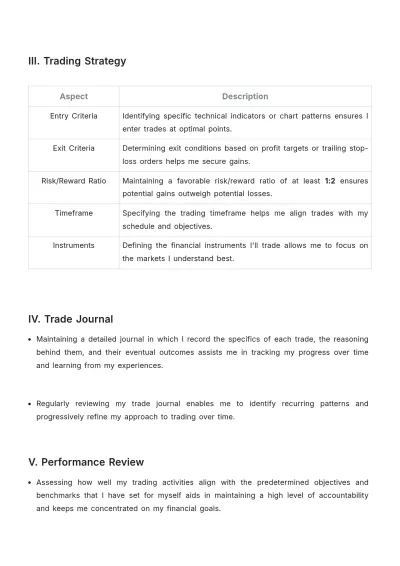 Free Beginner Trading Plan Template to Edit Online