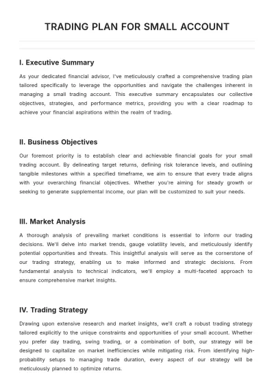 Free Trading Plan For Small Account Template to Edit Online