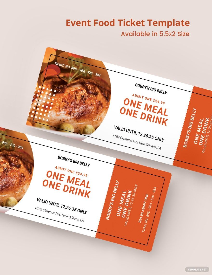Event Food Ticket Template