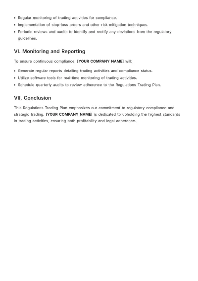 Free Regulations Trading Plan Template to Edit Online