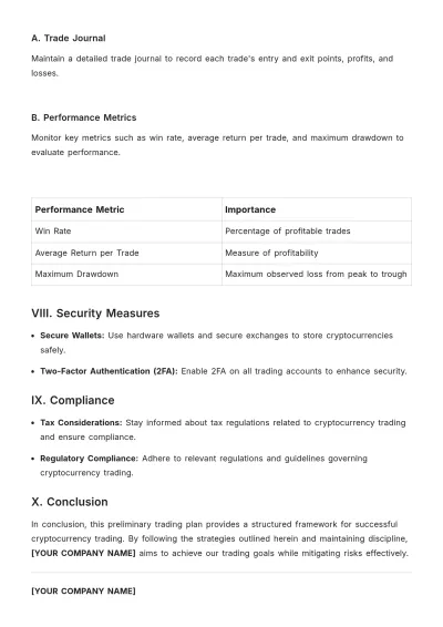 Free Preliminary Trading Plan Template to Edit Online