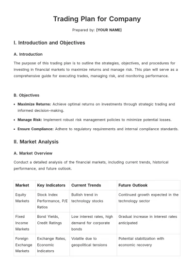 Free Trading Plan For Company Template to Edit Online