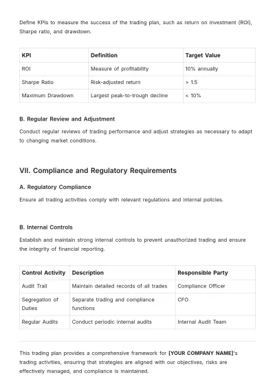 Free Trading Plan For Company Template to Edit Online
