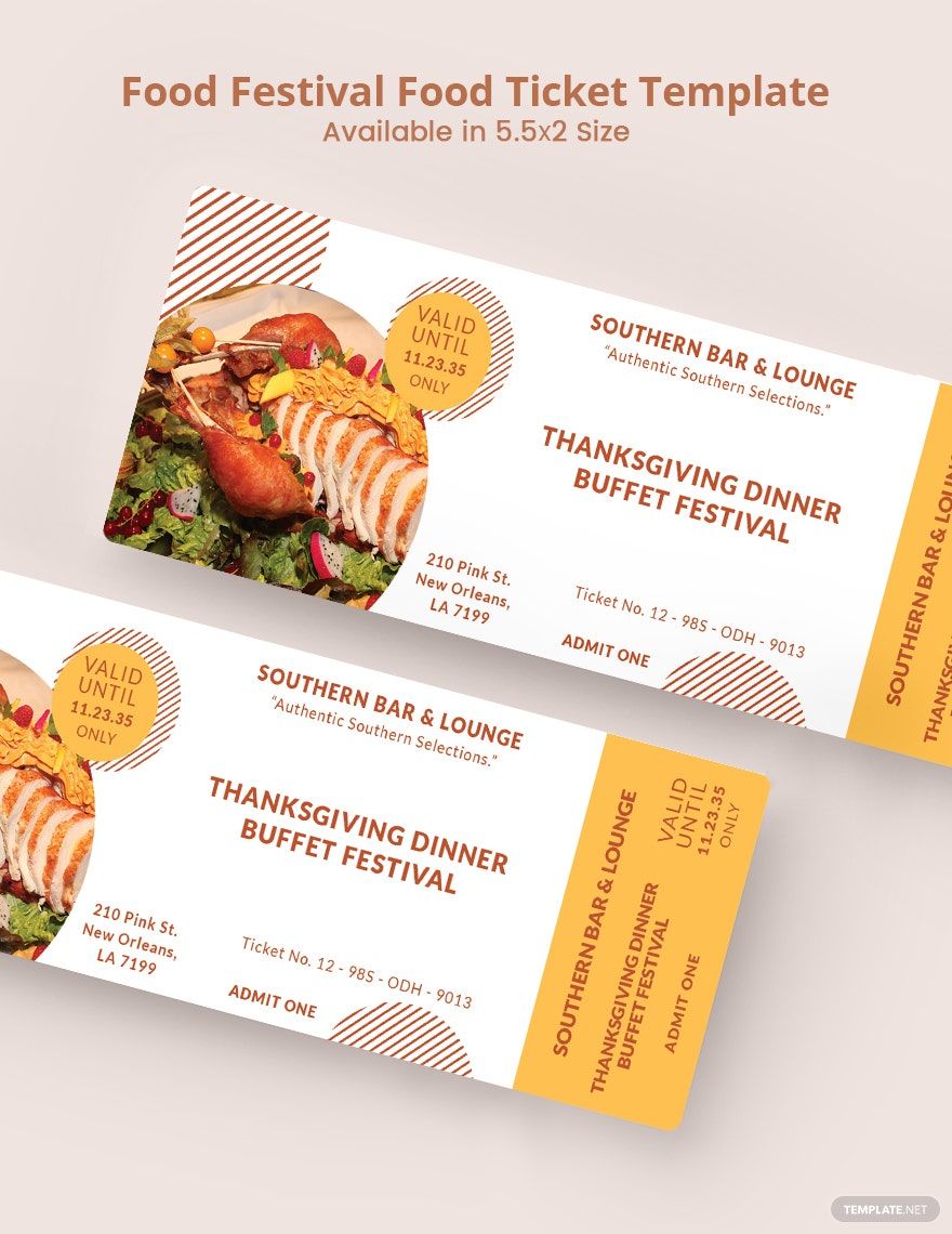 Food Festival Food Ticket Template in Illustrator, PSD, Word, Publisher, Pages - Download | Template.net