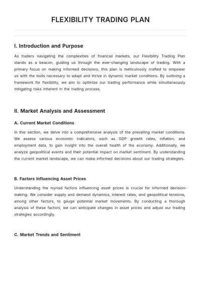 Free Flexibility Trading Plan Template to Edit Online