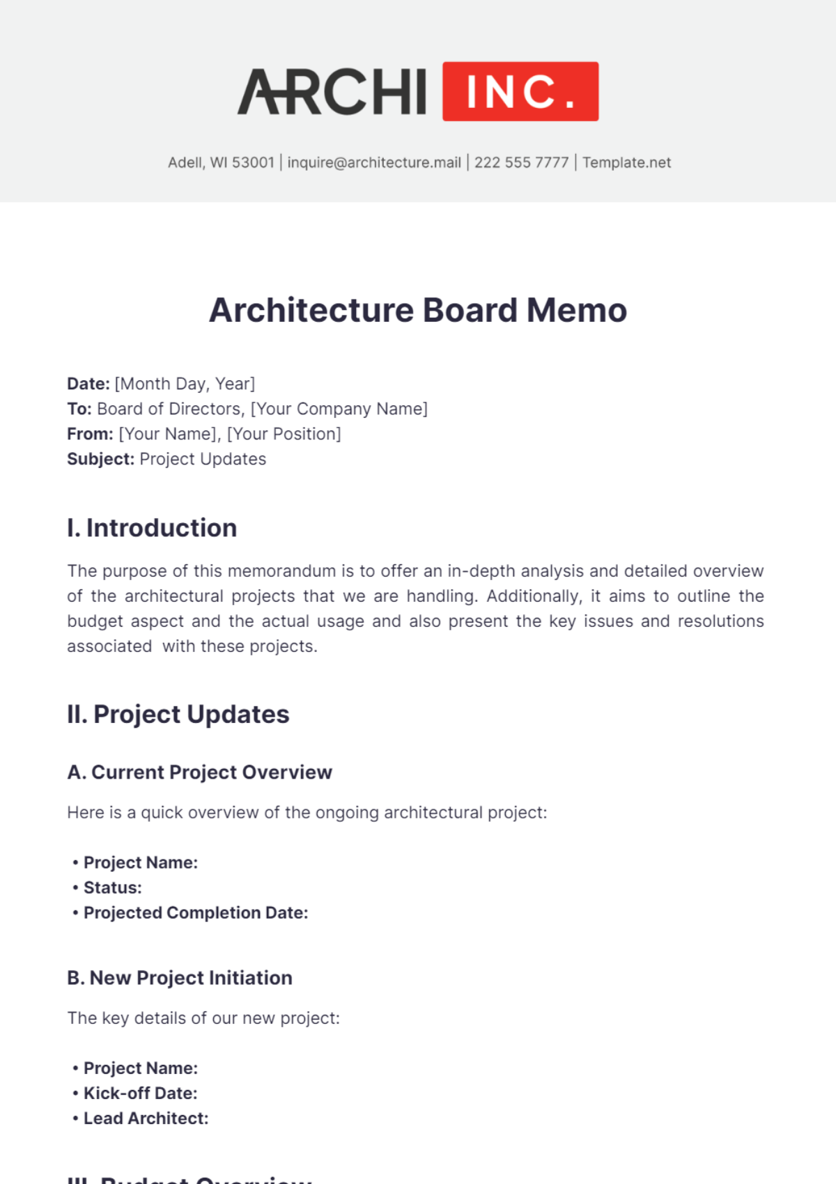 Architecture Board Memo Template - Edit Online & Download