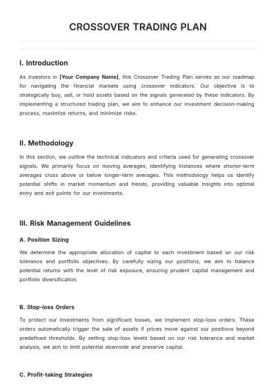 Free Crossover Trading Plan Template to Edit Online