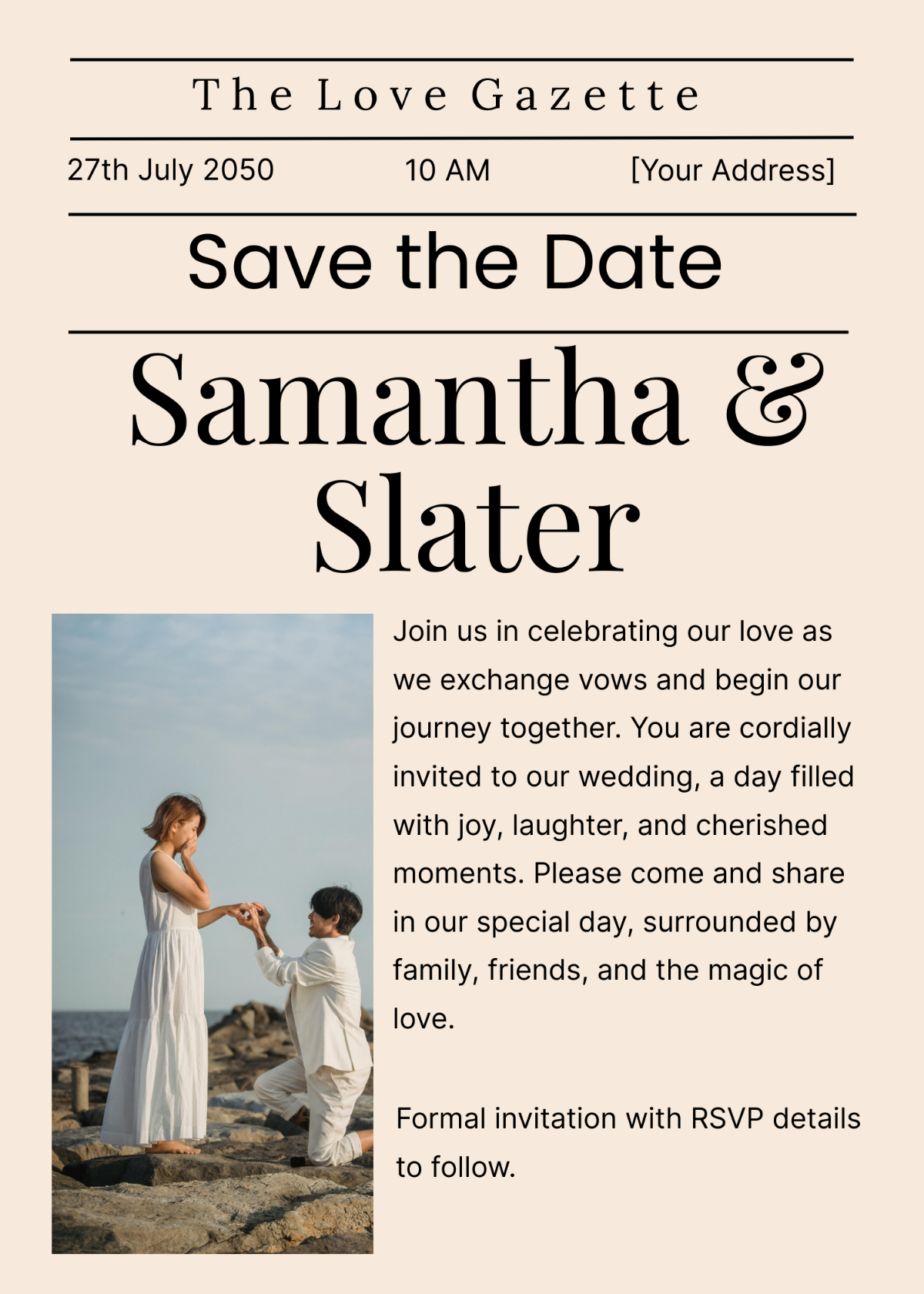 Newspaper Save the Date