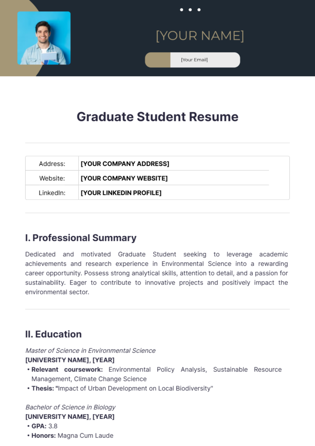 Graduate Student Resume