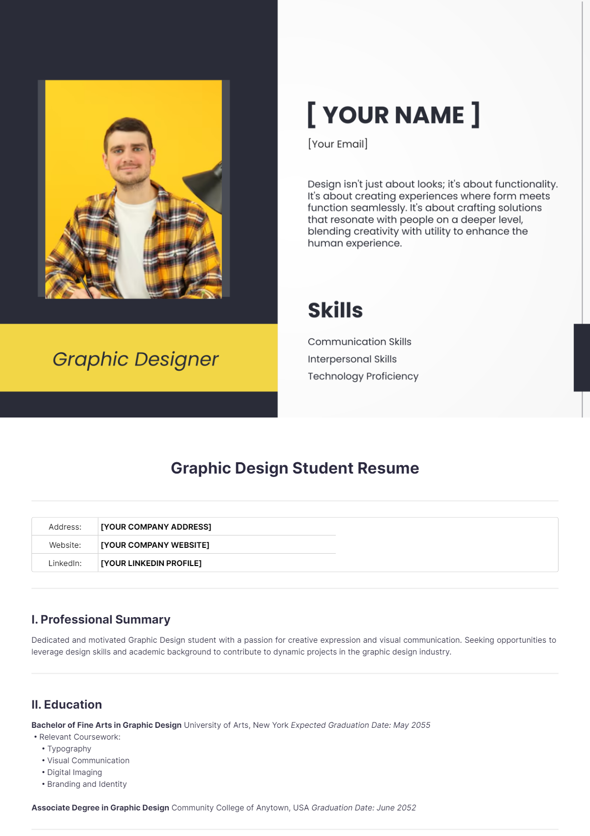 Graphic Design Student Resume