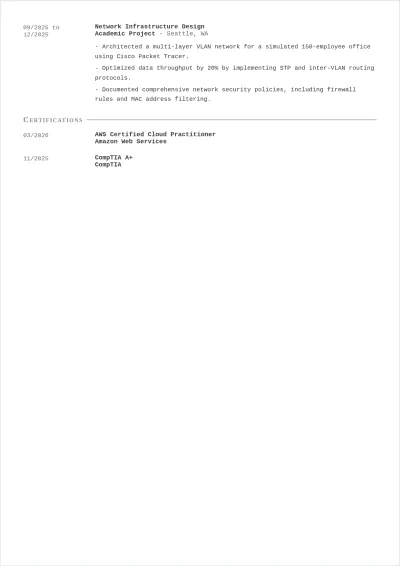 Free IT Student ATS Resume Template, AI Resume Builder
