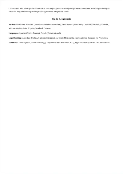 Free Internship Law Student ATS Resume Template, AI Resume Builder