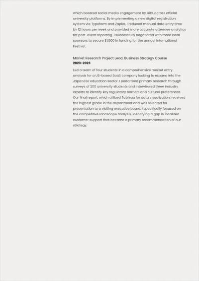 Free International Student ATS Resume Template, AI Resume Builder