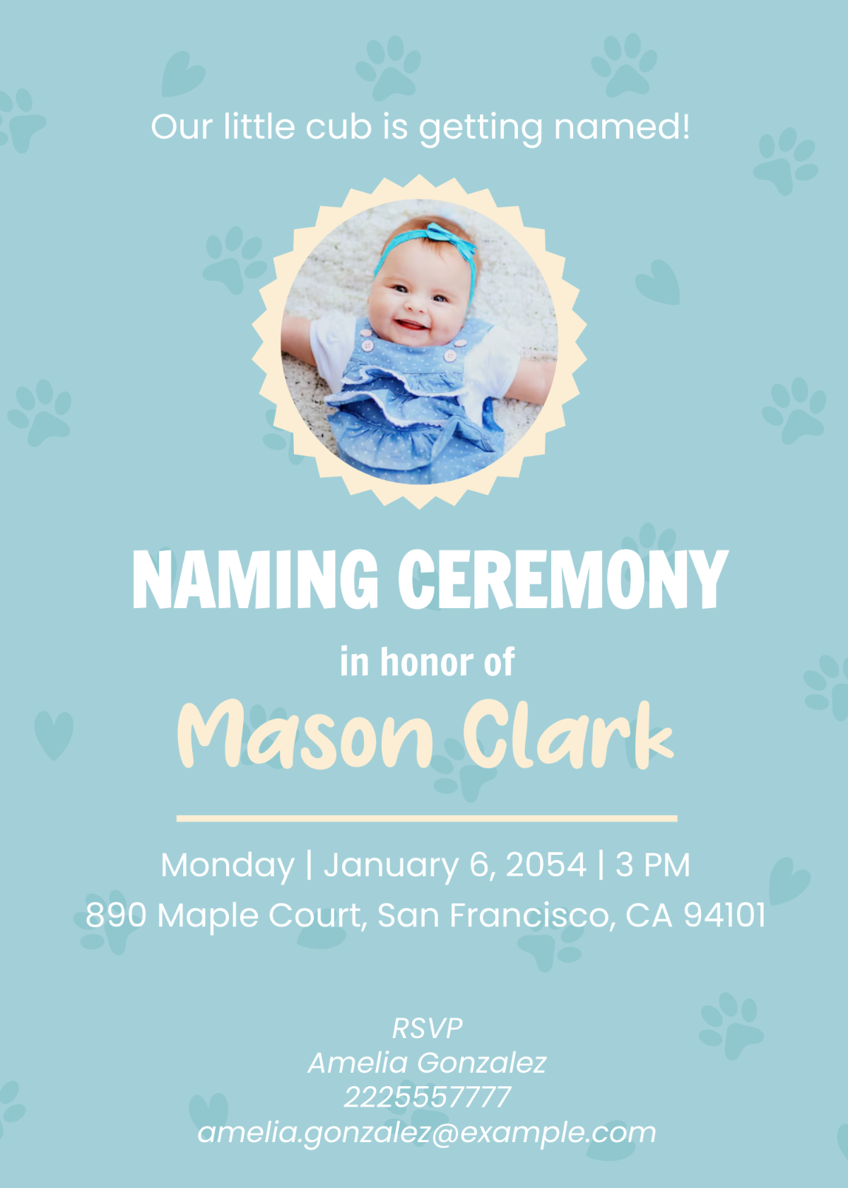 Animal Theme Baby Naming Ceremony Invitation