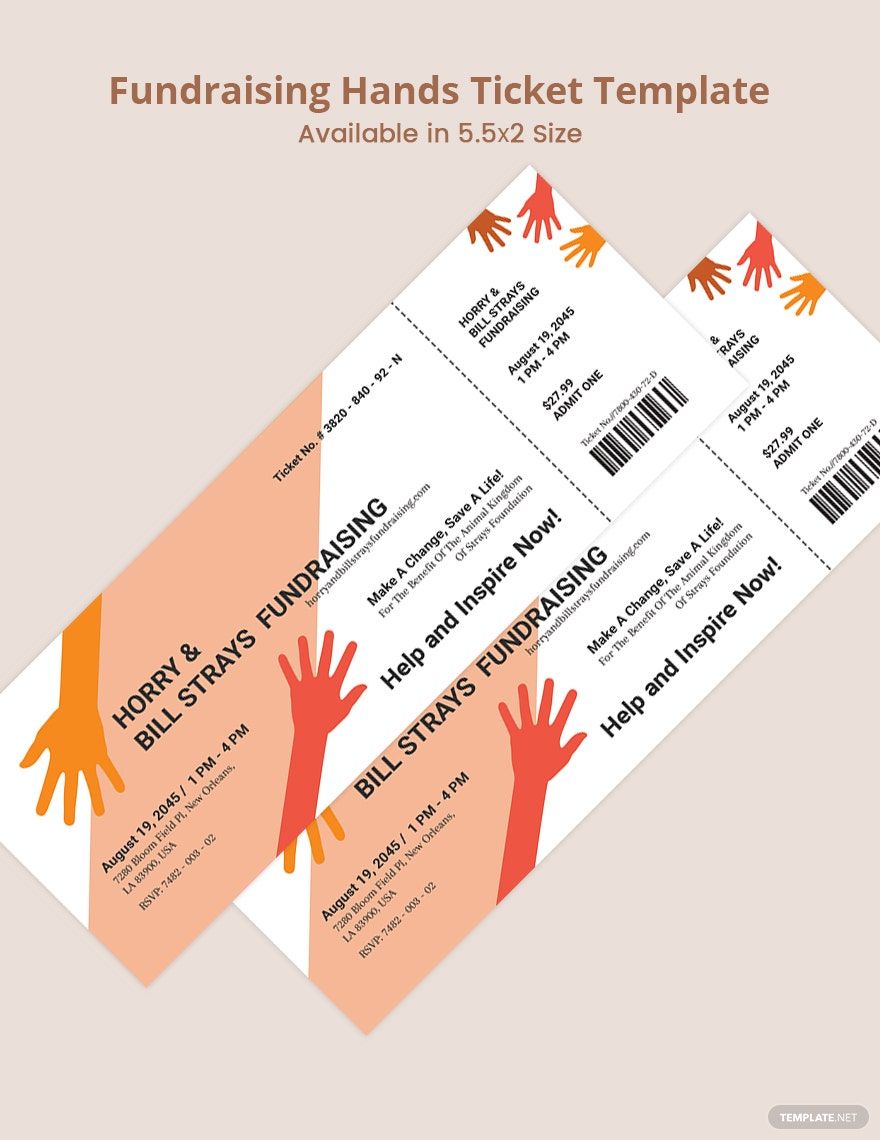 Fundraising Hands Ticket Template in Illustrator, MS Word