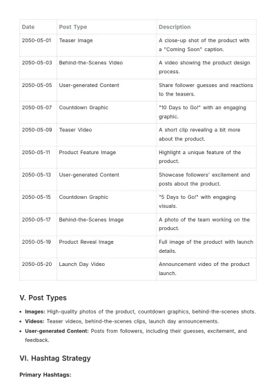 Free Instagram Content Plan Template to Edit Online