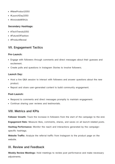 Free Instagram Content Plan Template to Edit Online