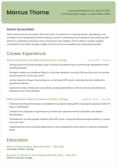Free ATS Stylish Accounting Resume Template, AI Resume Builder