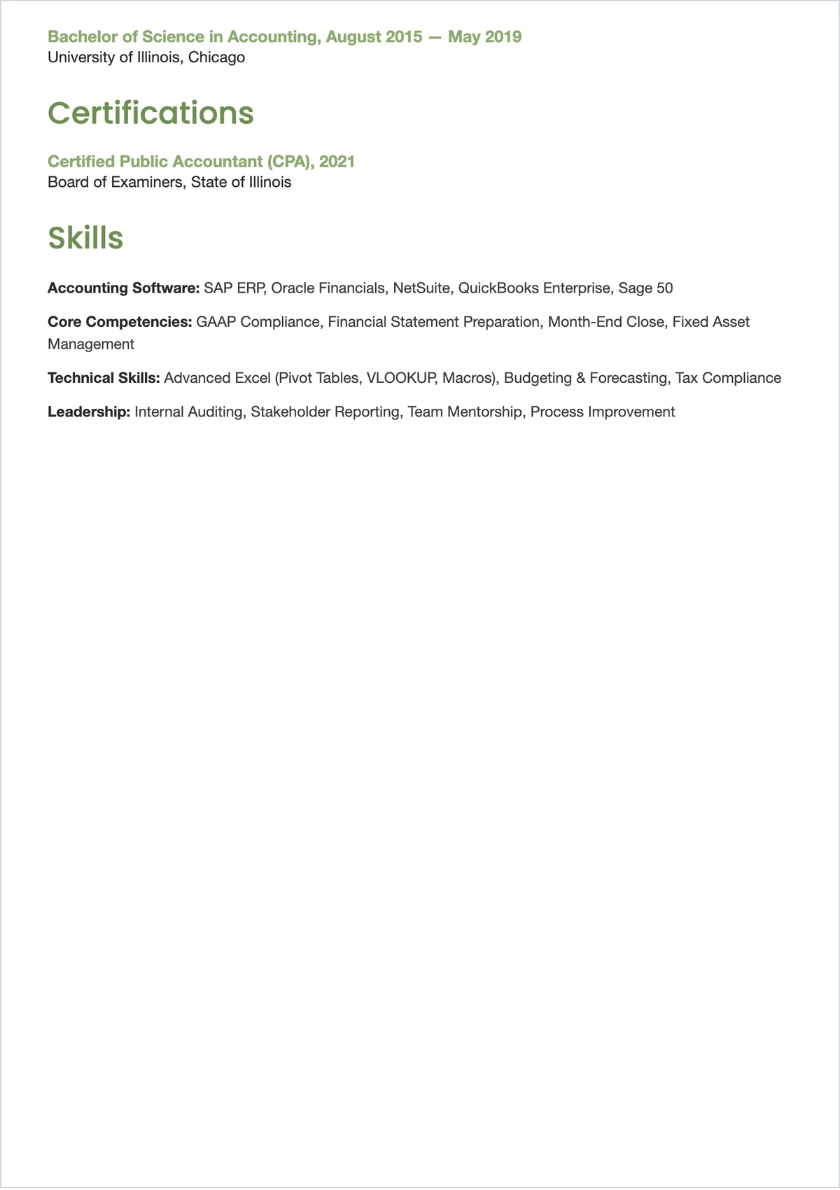 Free Accounting ATS Resume to Edit Online