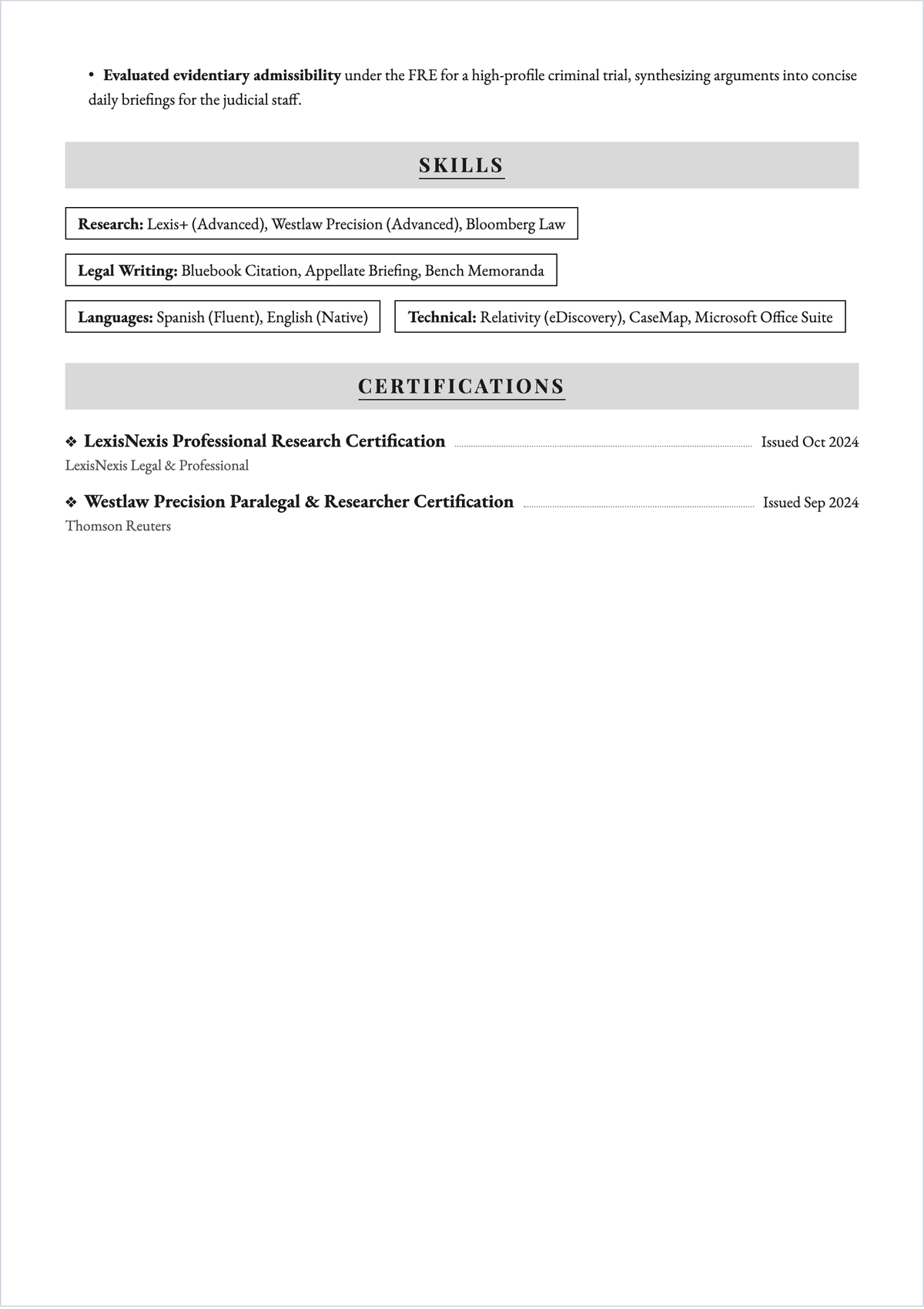 Free Law Student ATS Resume Template, AI Resume Builder