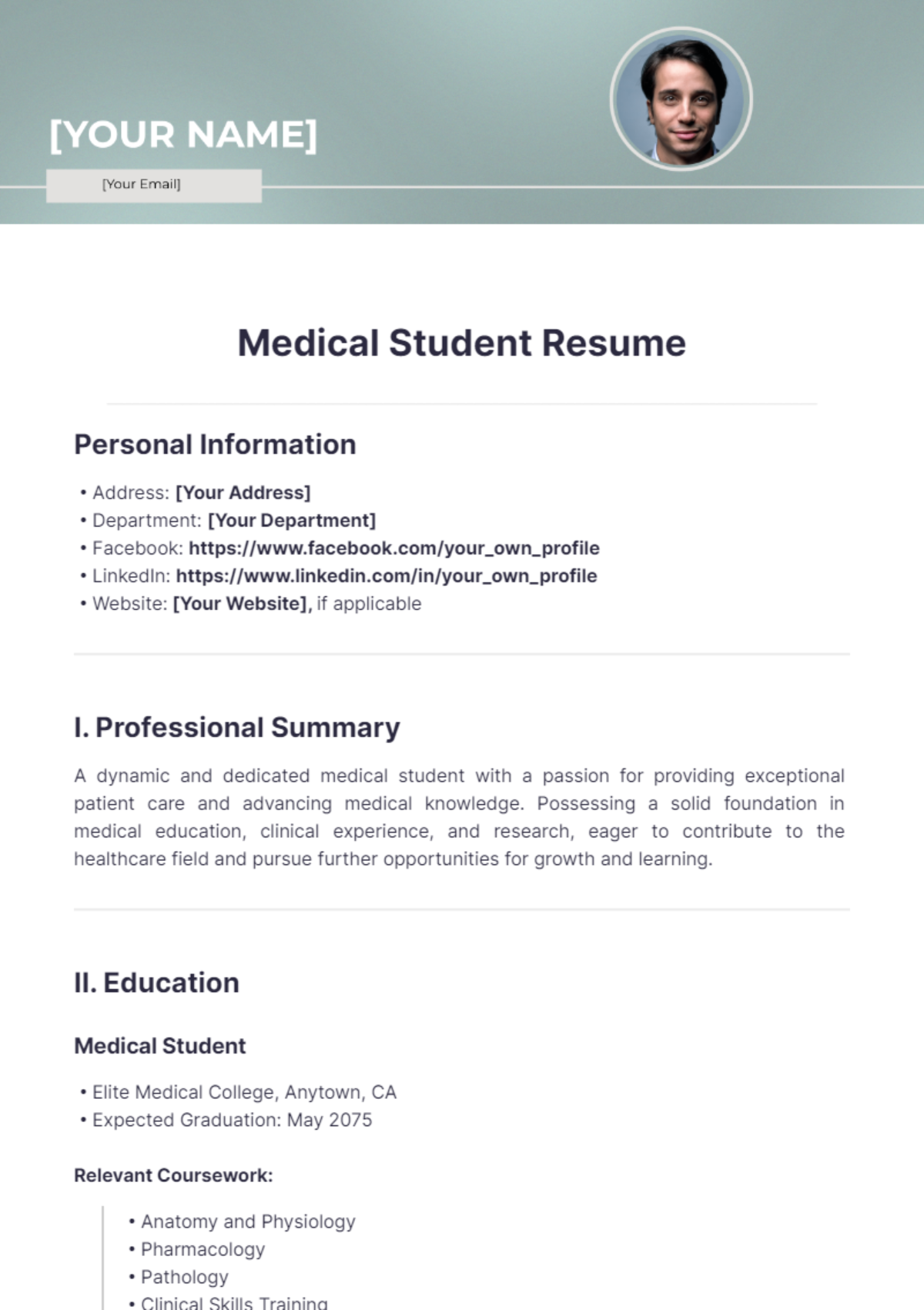 Medical Student Resume