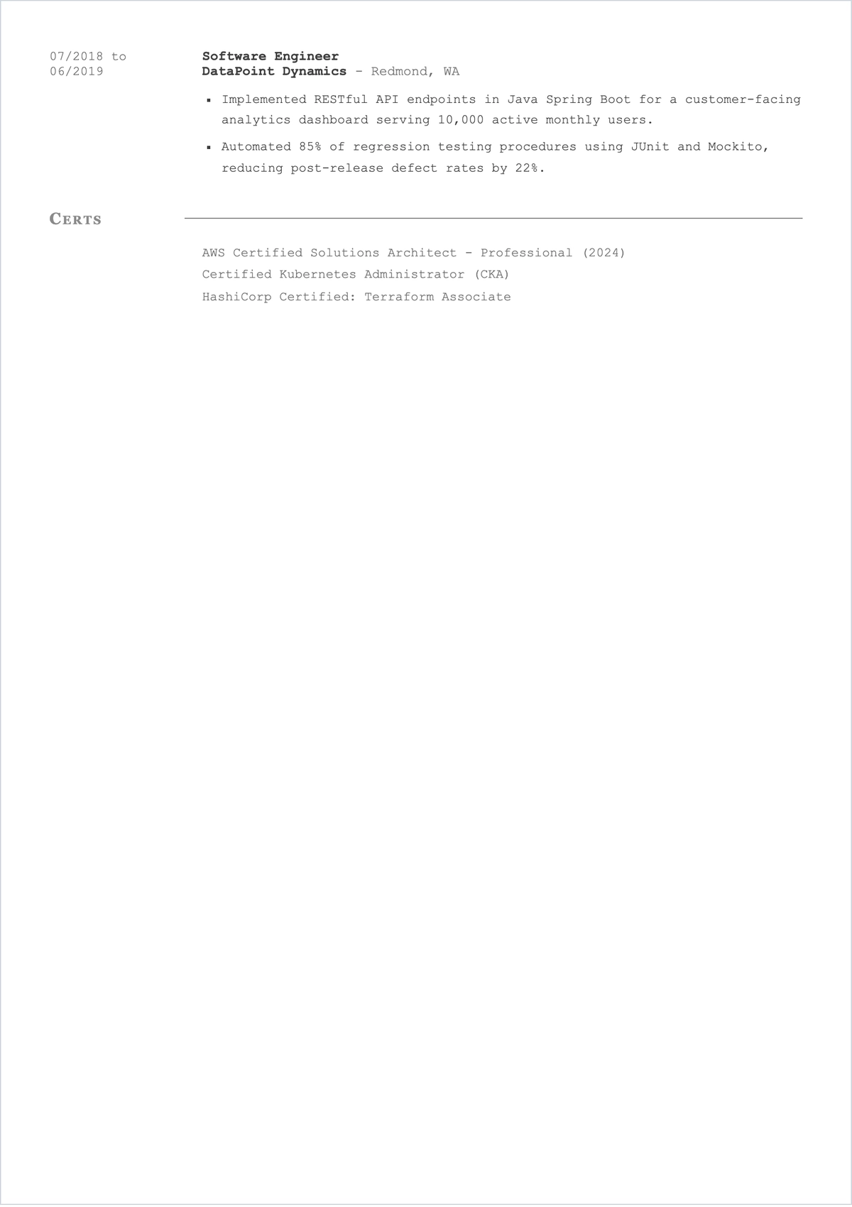 Free Software Engineer ATS Resume to Edit Online