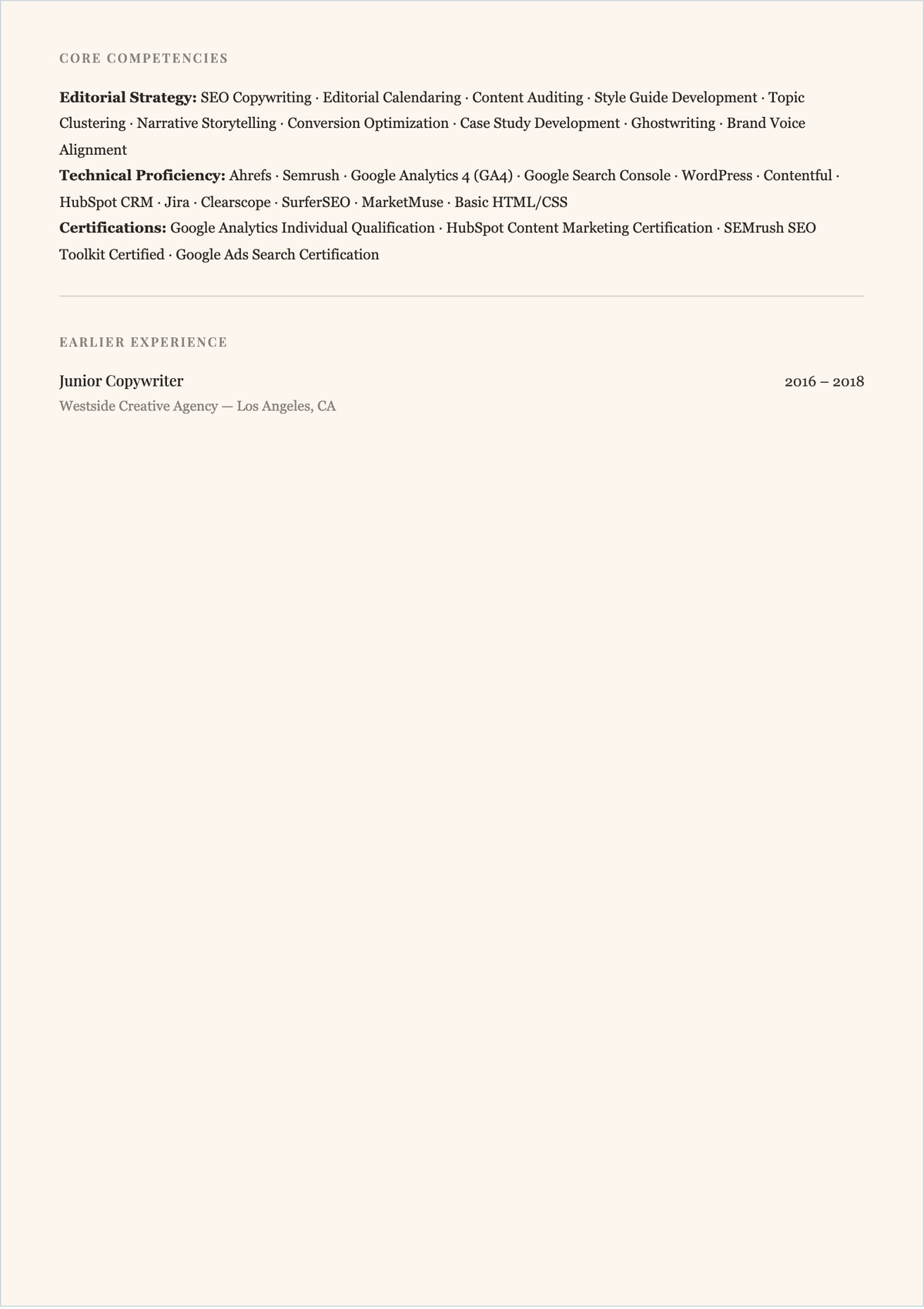 Free Writer ATS Resume to Edit Online