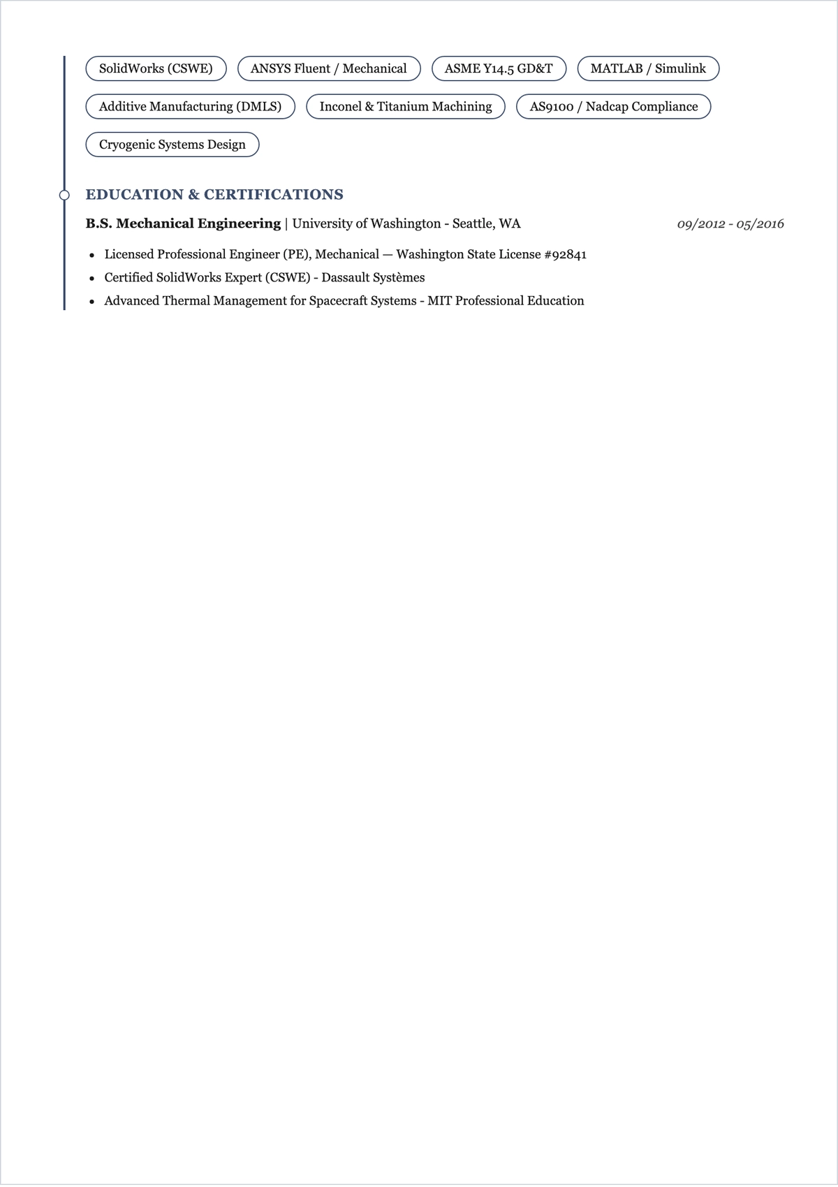 Free Mechanical Engineering ATS Resume to Edit Online