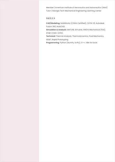 Free Mechanical Engineering Student ATS Resume Template