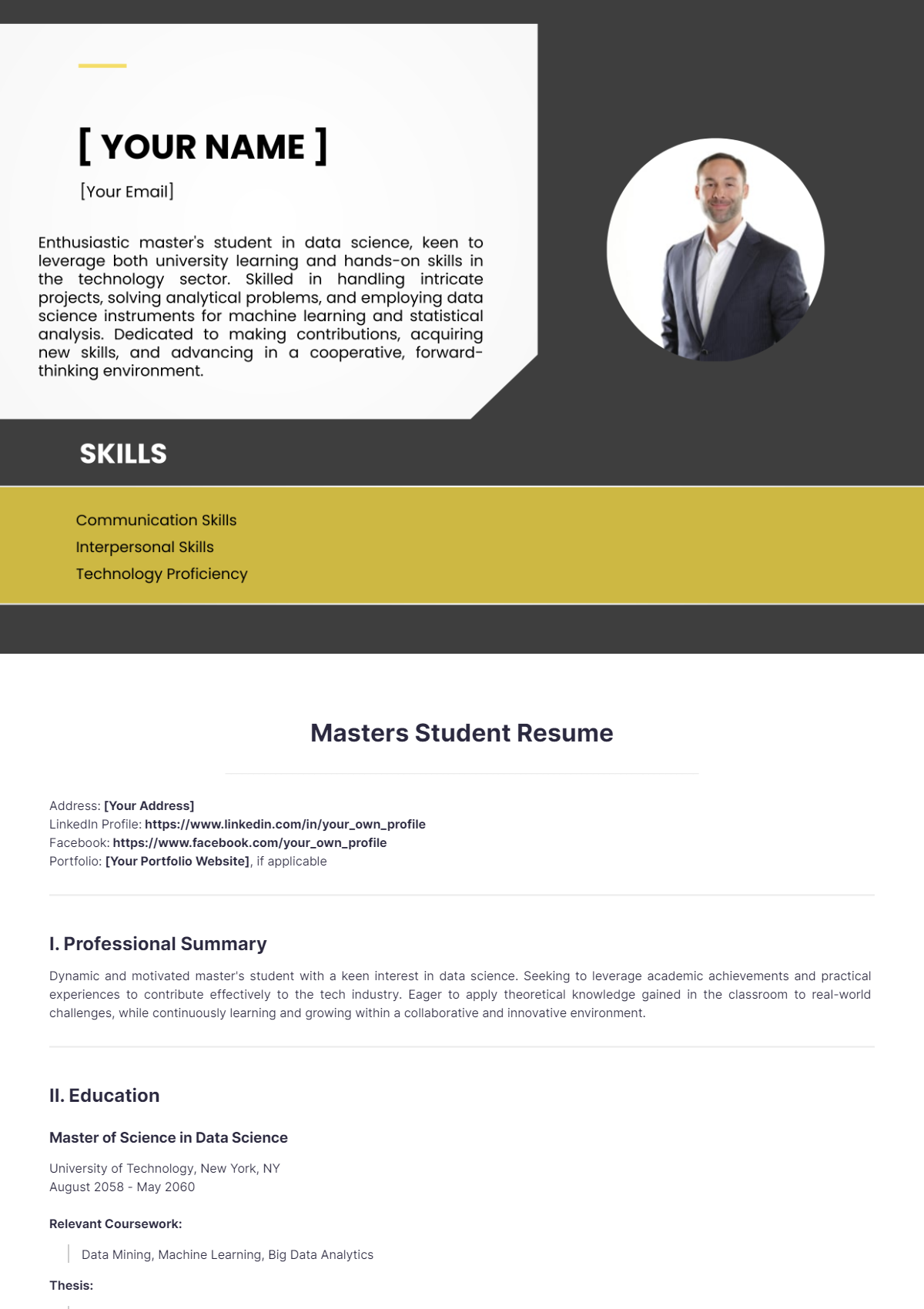 Masters Student Resume