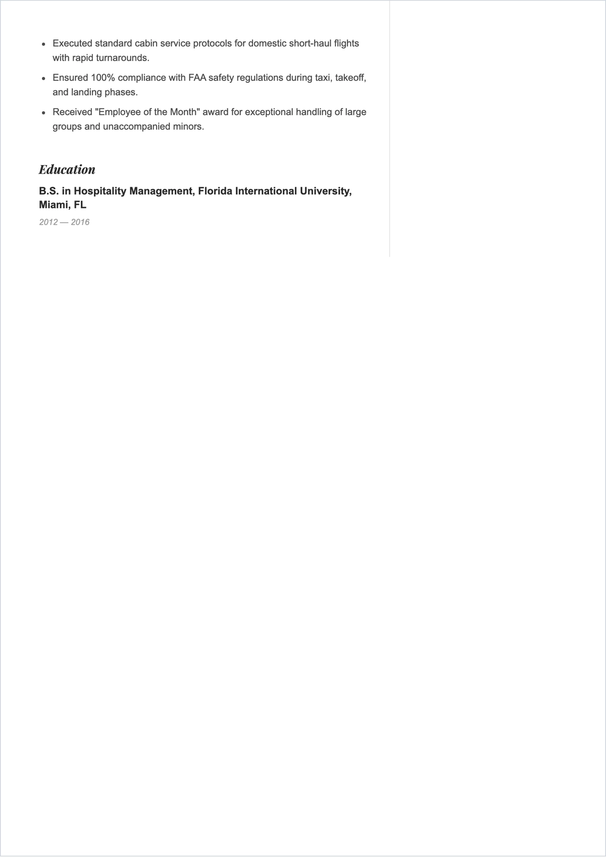 Free Cabin Crew ATS Resume to Edit Online