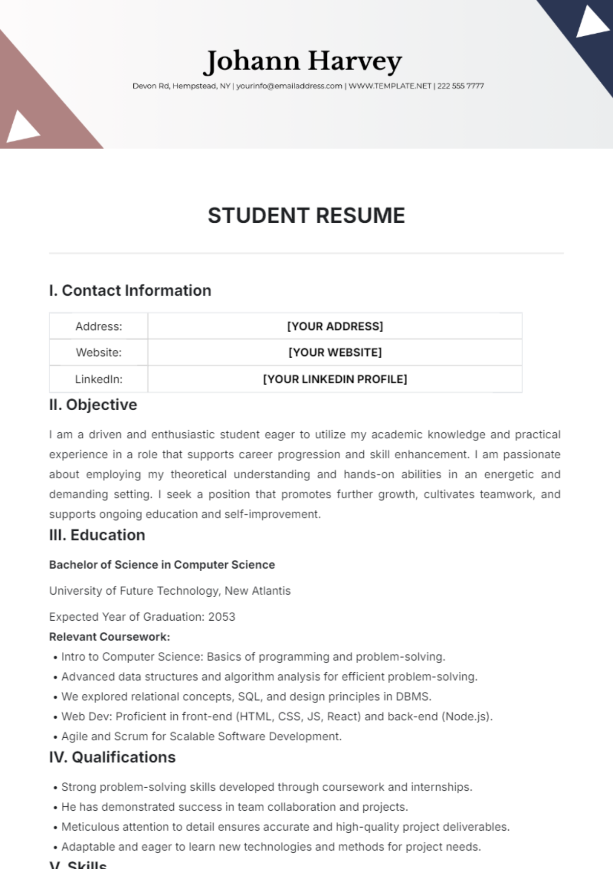 Student Resume Template - Edit Online & Download