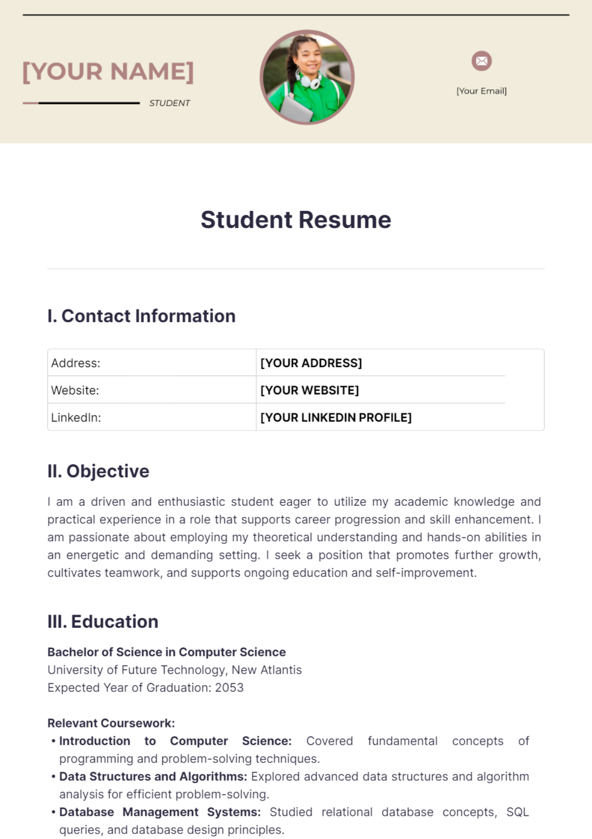 Student Resume - Edit Online & Download Example | Template.net