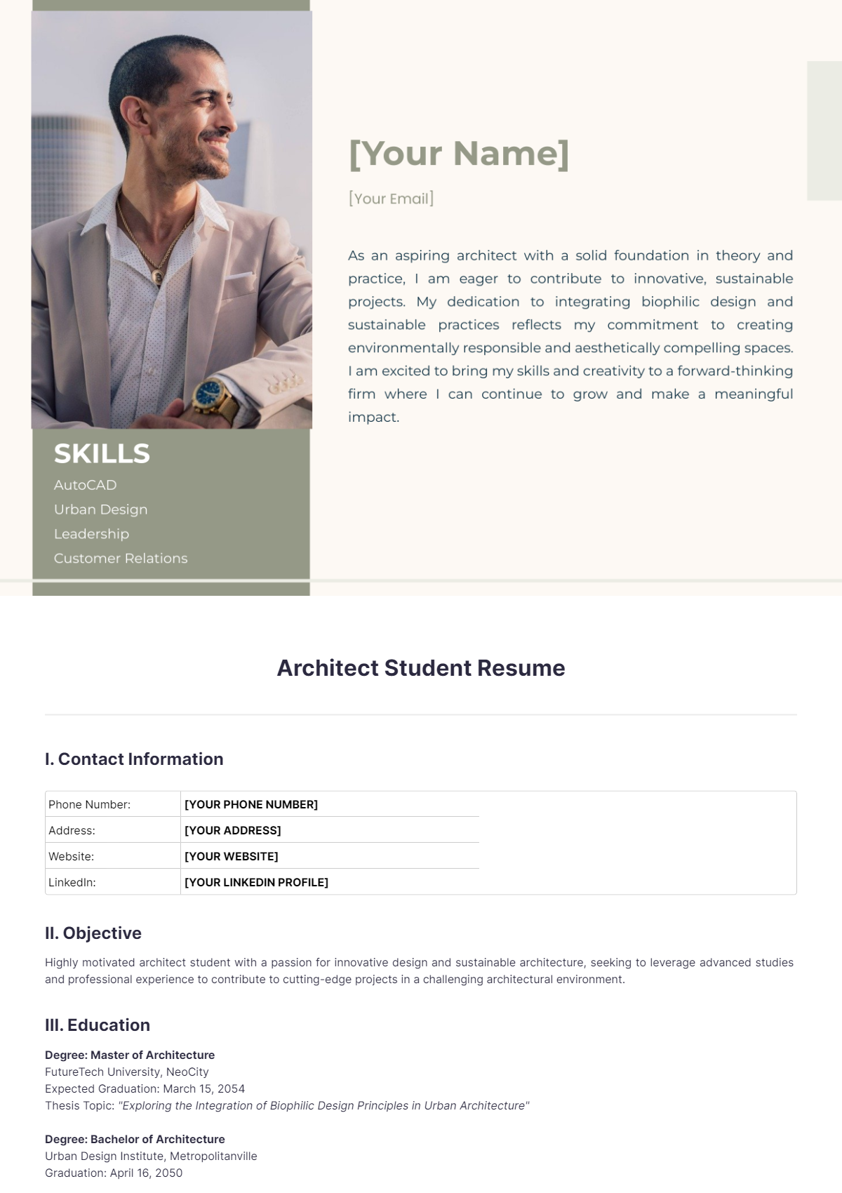 Architect Student Resume