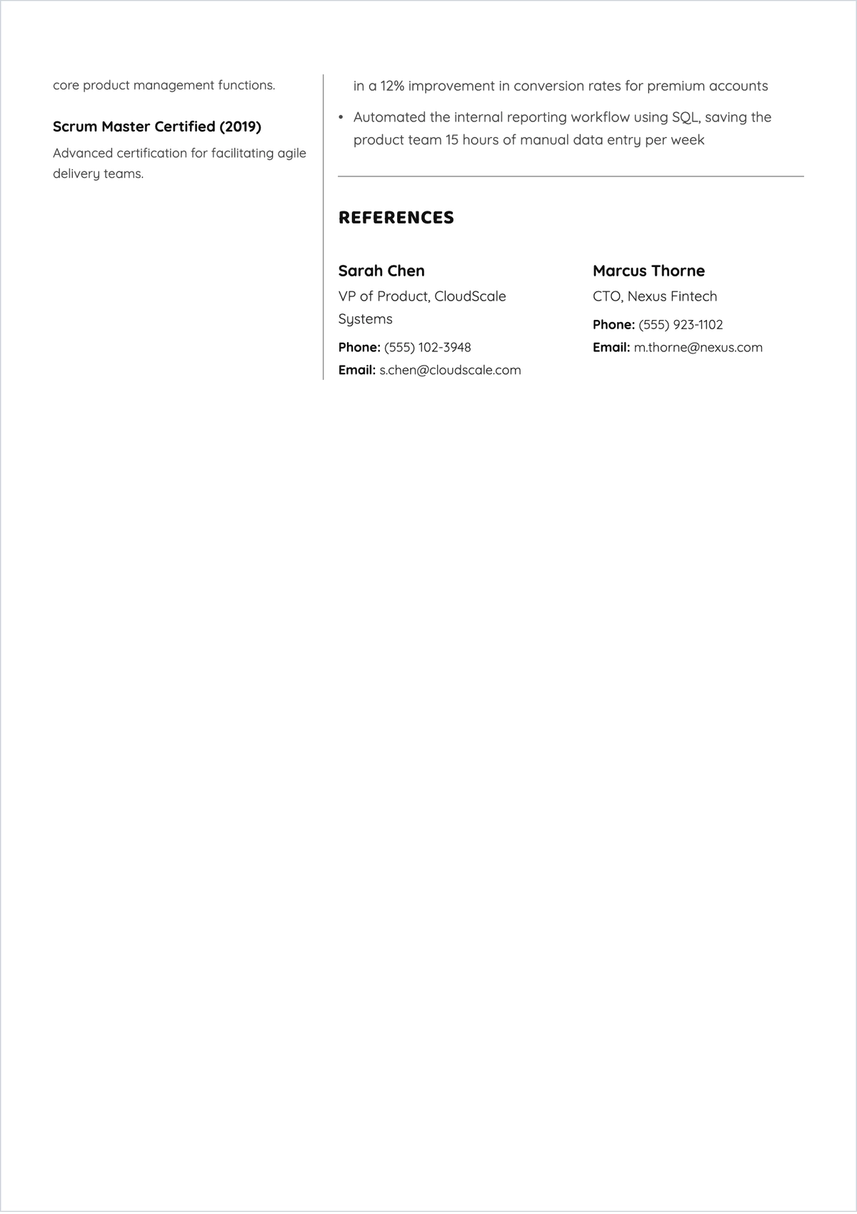 Free Product ATS Resume to Edit Online