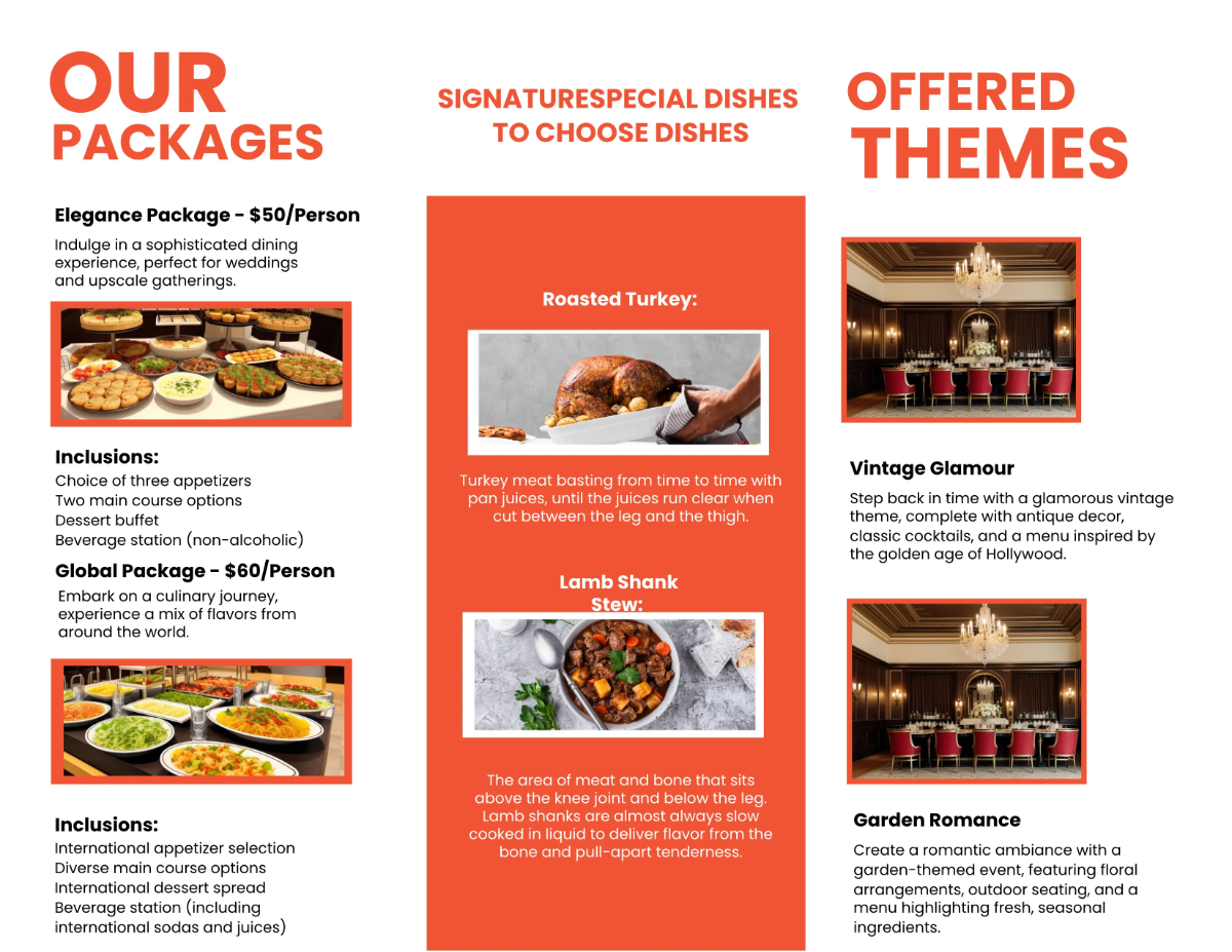 Free Restaurant Catering Services Brochure Template to Edit Online