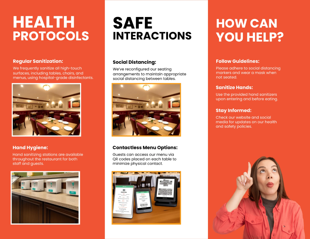 Free Restaurant Health and Safety Brochure Template to Edit Online