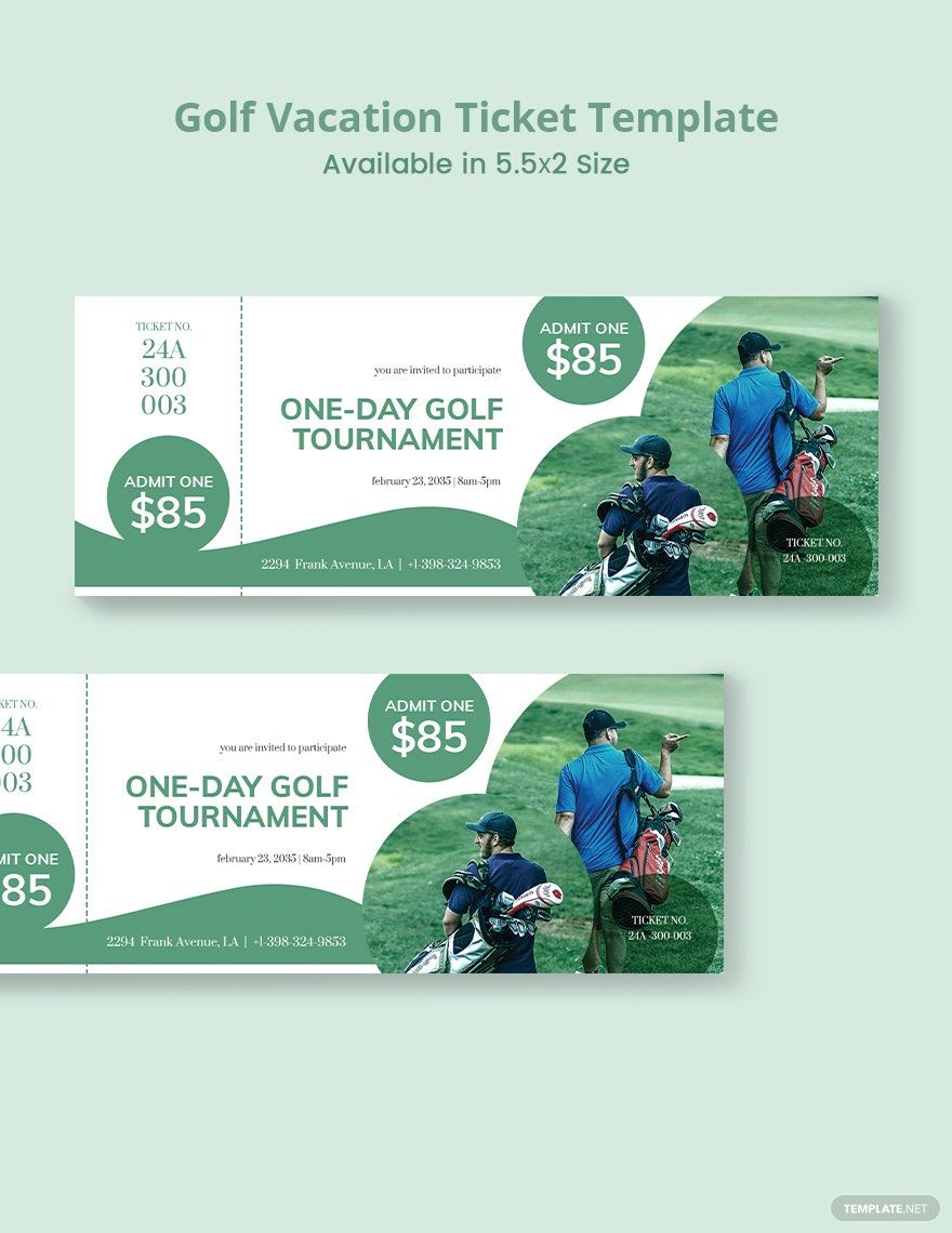 Golf Vacation Ticket Template