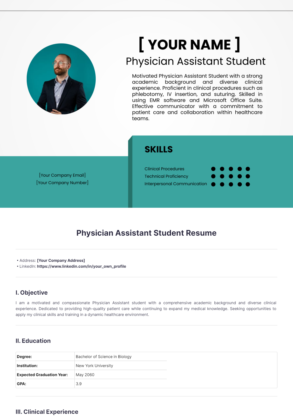 Physician Assistant Student Resume - Physician Assistant Student Resume Edit Online 1