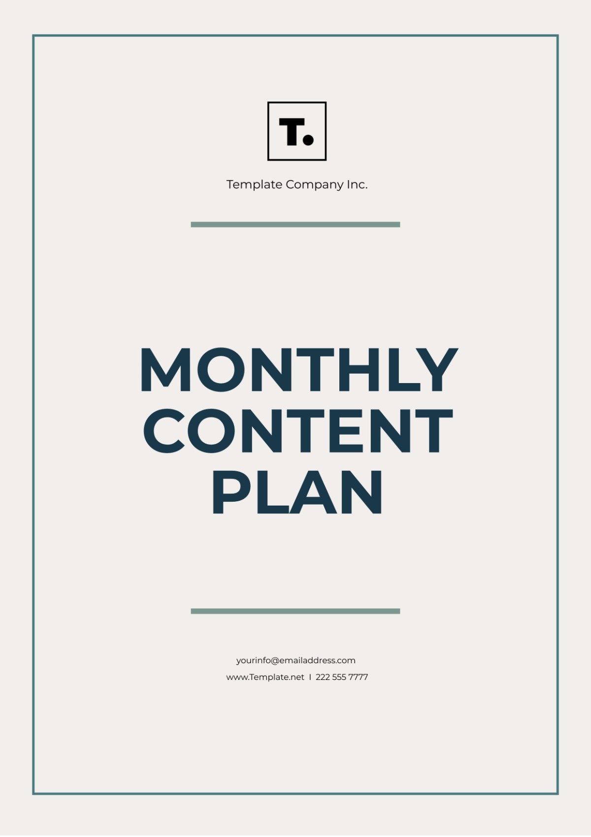 Monthly Content Plan Template